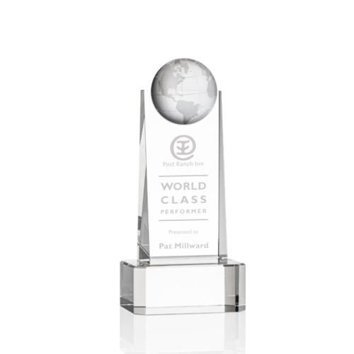 Corporate Awards - Sherbourne Globe Clear on Base Obelisk Crystal Award