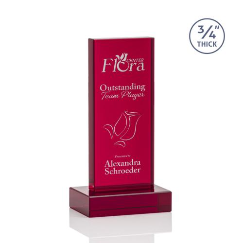 Corporate Awards - Hathaway Red  Rectangle Crystal Award