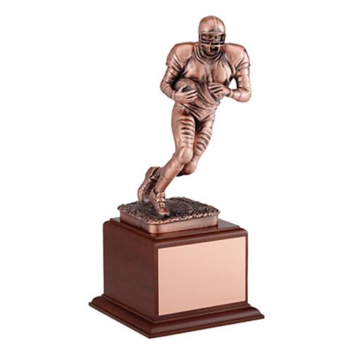 Corporate Awards - Sports Awards - Antique Bronze Electroplated Football Trophy on wood Base