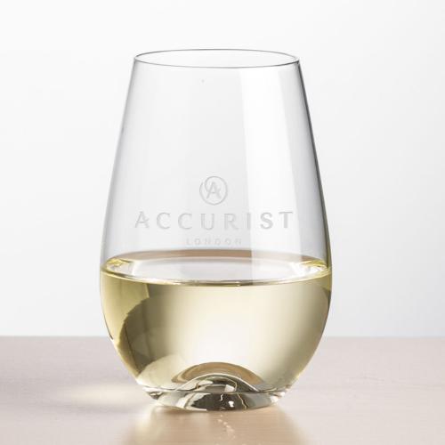 Corporate Recognition Gifts - Etched Barware - Wine Glasses - Boston Stemless Wine - Deep Etch