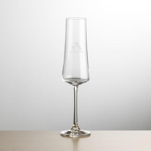 Corporate Gifts, Recognition Gifts and Desk Accessories - Etched Barware - Dakota Flute - Deep Etch
