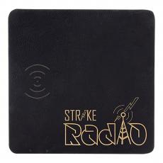 Employee Gifts - Black Gold Laserable Leatherette Charging Mat