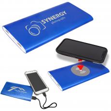 Employee Gifts - Blue 8000MAH Wireless Power Bank with USB charging Cord