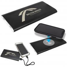 Employee Gifts - Black 8000MAH Wireless Power Bank with USB Charging Cord