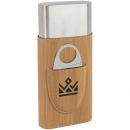 Bamboo Leatherette Cigar Case with Metallic Cigar Cutter
