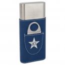 Blue Laserable Leatherette Cigar Case with Cutter