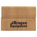 Bamboo Leatherette Card Holder Corporate Gifts with Metallic Case