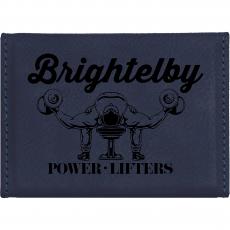 Employee Gifts - Blue Black Laserable Leatherette Hard Business Card Holder