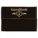 Black Leatherette Business Card Holder Business Gifts with Gold Trim