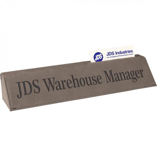 Corporate Recognition Gifts - Gray Leatherette Desk Wedge with Business Gift Card Holder