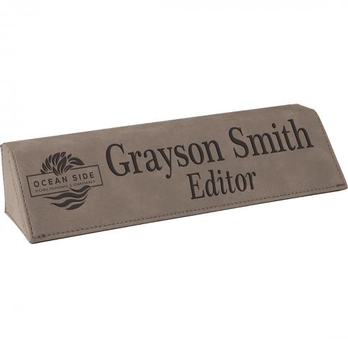Corporate Gifts, Recognition Gifts and Desk Accessories - Desk Accessories - Gray Leatherette Desk Wedge Corporate Gifts