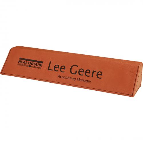 Corporate Recognition Gifts - Rawhide Engraves Black Leatherette Desk Wedge
