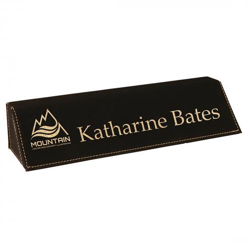 Corporate Gifts, Recognition Gifts and Desk Accessories - Desk Accessories - Black Leatherette Desk Wedge Corporate Gifts with Gold Trim