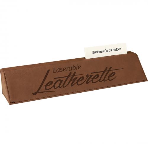 Corporate Gifts, Recognition Gifts and Desk Accessories - Dark Brown Leatherette Desk Wedge with Business Card Holder