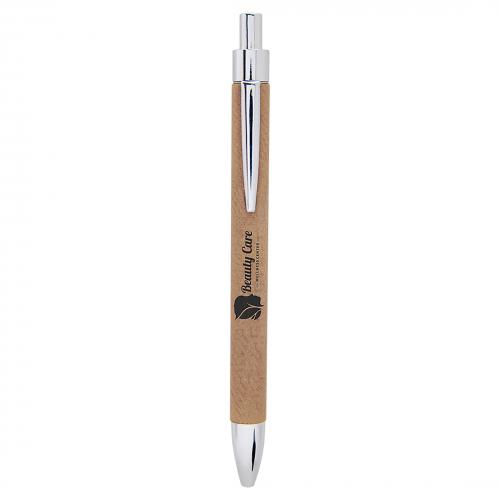 Corporate Gifts, Recognition Gifts and Desk Accessories - Light Brown Laserable Leatherette Pen