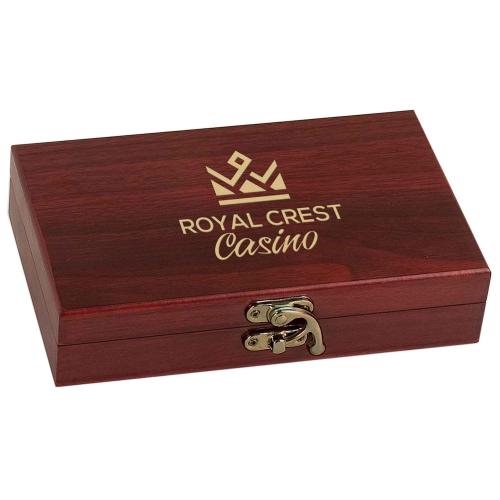 Corporate Gifts, Recognition Gifts and Desk Accessories - Card and Dice Rosewood Box Set with Gold Accented Corporate Gifts