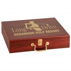 Employee Gifts - Rosewood Golf Set with Brass Latch Corporate Gifts