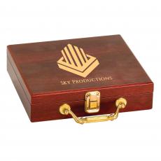 Employee Gifts - Personalized Rosewood Poker Set Gifts with Brass Latch & Handle