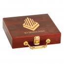 Personalized Rosewood Poker Set Gifts with Brass Latch & Handle