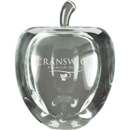 Corporate Awards - Service Awards - Clear Optical Crystal Apple with Flat Face