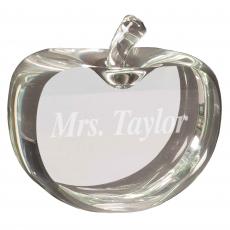 Employee Gifts - Clear Optical Crystal Flat Apple Papaerweight