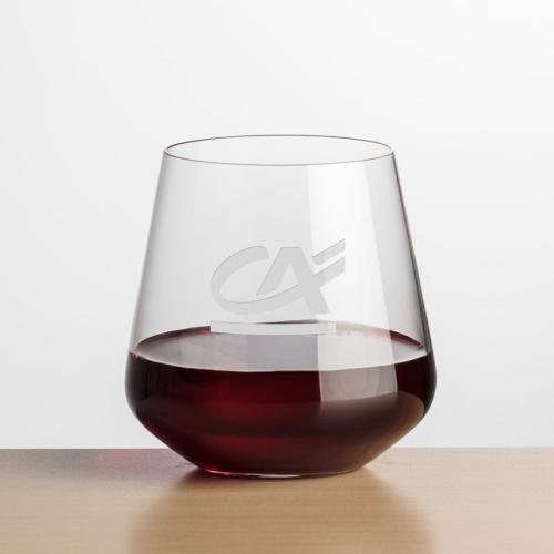 Corporate Recognition Gifts - Etched Barware - Wine Glasses - Cannes Stemless Wine - Deep Etch