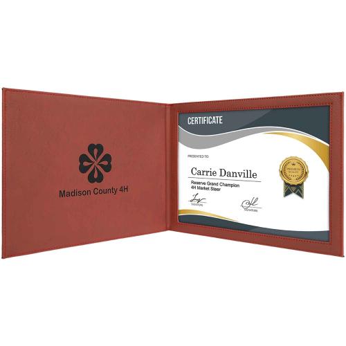 Corporate Awards - Certificate Frames - Rose Laserable Leatherette Certificate Holder