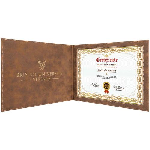 Corporate Awards - Certificate Frames - Rustic Laserable Leatherete Certificate Holder