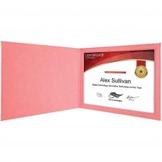 Employee Gifts - Pink Laserable Leatherette Certificate Holder