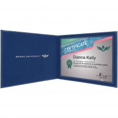 Employee Gifts - Blue Engraves Silver Leatherette Certificate Holder