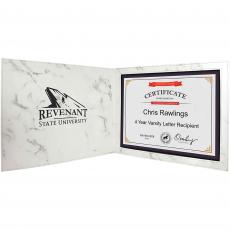 Employee Gifts - White Marble Laserable Leatherette Certificate Holder