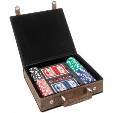 Employee Gifts - Rustic Laserable Leatherette 100 Chip Poker Set