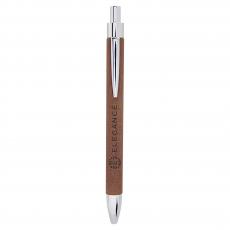 Employee Gifts - Dark Brown Engraves Black Laserable Leatherette Pen