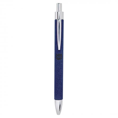 Corporate Gifts, Recognition Gifts and Desk Accessories - Blue Engraves Black Laserable Leatherette Pen