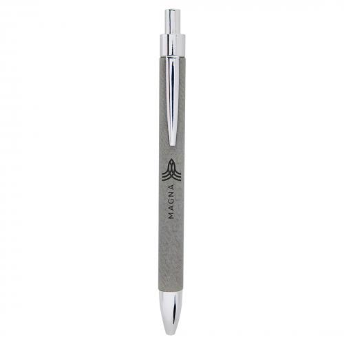 Corporate Gifts, Recognition Gifts and Desk Accessories - Gray Engraves Black Laserable Leatherette Pen