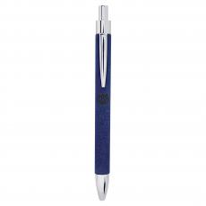 Employee Gifts - Blue Engraves Black Laserable Leatherette Pen