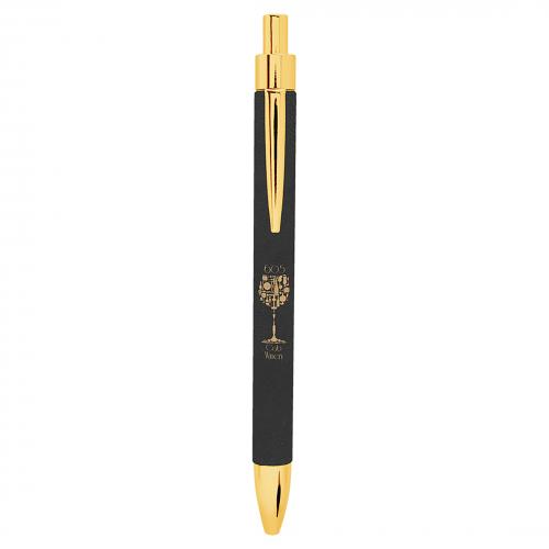 Corporate Gifts, Recognition Gifts and Desk Accessories - Black Engraves Gold Laserable Leatherette Pen