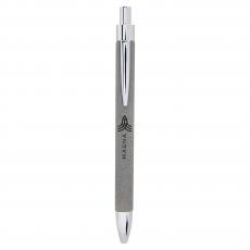 Employee Gifts - Gray Engraves Black Laserable Leatherette Pen