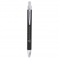 Employee Gifts - Black Engraves Silver Laserable Leatherette Pen