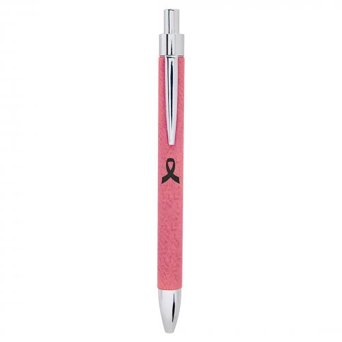 Corporate Gifts, Recognition Gifts and Desk Accessories - Pink Engraves Black Laserable Leatherette Pen