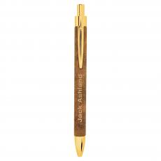 Employee Gifts - Rustic Engraves Gold Laserable Leatherette Pen