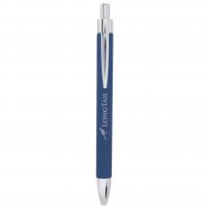 Employee Gifts - Blue Engraves Silver Laserable Leatherette Pen