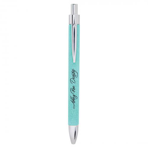 Corporate Gifts, Recognition Gifts and Desk Accessories - Teal Engraves Black Laserable Leatherette Pen