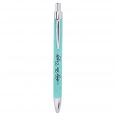 Employee Gifts - Teal Engraves Black Laserable Leatherette Pen