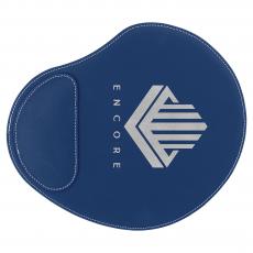 Employee Gifts - Blue Engraves Silver Laserable Leatherette Mouse Pad
