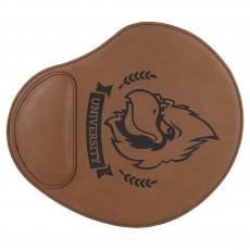 Employee Gifts - Dark Brown Engraves Black Laserable Leatherette Mouse Pad