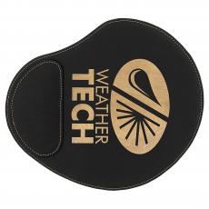Employee Gifts - Black Engraves Gold Laserable Leatherette Mouse Pad