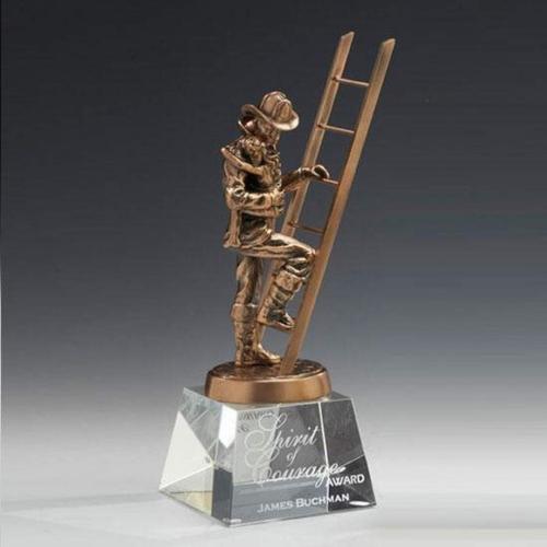 Corporate Awards - Fireman w/Child People Metal Award