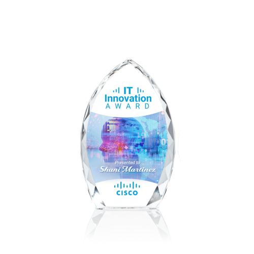 Corporate Awards - Wilton Full Color Clear Arch & Crescent Crystal Award