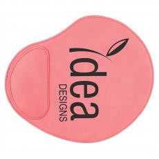 Employee Gifts - Pink Engraves Black Laserable Leatherette Mouse Pad